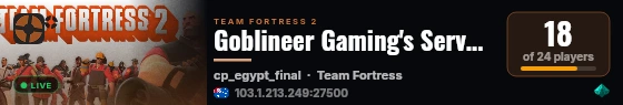 Goblineer Gaming's Server | Australia live status badge