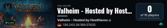 Valheim - Hosted by HostHavoc.com live status badge