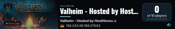 Valheim - Hosted by HostHavoc.com live status badge
