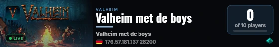 Valheim met de boys live status badge