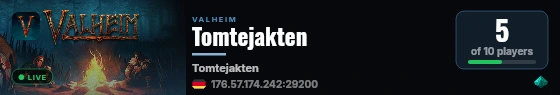Tomtejakten live status badge