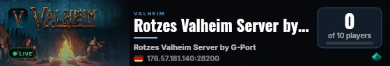 Rotzes Valheim Server by G-Portal.com live status badge