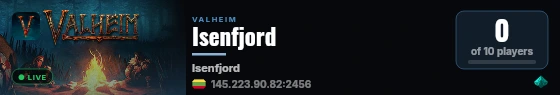 Isenfjord live status badge