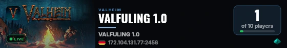 VALFULING 1.0 live status badge