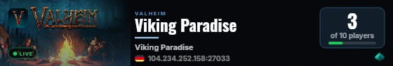 Viking Paradise live status badge