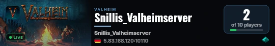 Snillis_Valheimserver live status badge