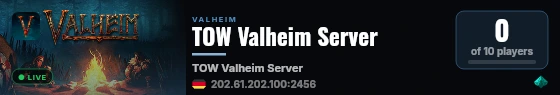 TOW Valheim Server live status badge