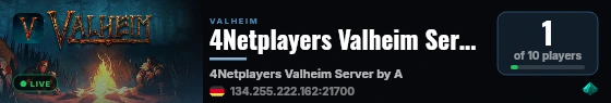 4Netplayers Valheim Server by Adrian live status badge