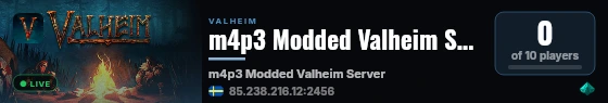 m4p3 Modded Valheim Server live status badge