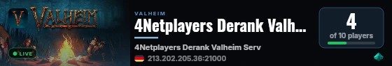 4Netplayers Derank Valheim Server live status badge