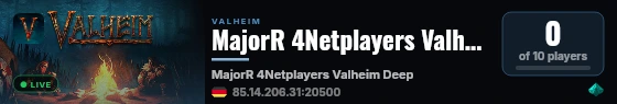 MajorR 4Netplayers Valheim DeepNorth live status badge