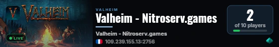 Valheim - Nitroserv.games live status badge