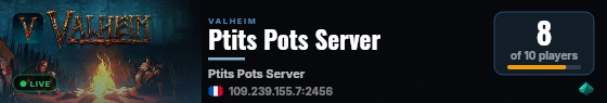 Ptits Pots Server live status badge