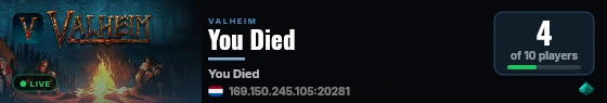 You Died live status badge
