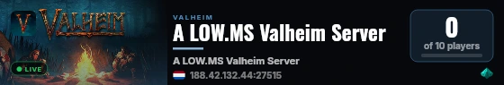 A LOW.MS Valheim Server live status badge