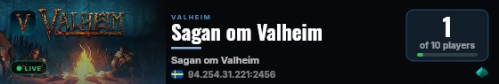 Sagan om Valheim live status badge