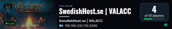 SwedishHost.se | VALACC live status badge