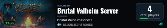 Brutal Valheim Server live status badge