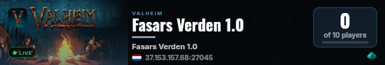 Fasars Verden 1.0 live status badge