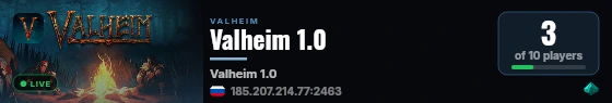 Valheim 1.0 live status badge