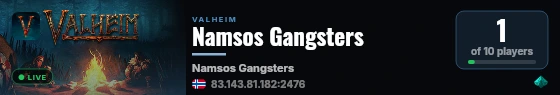 Namsos Gangsters live status badge