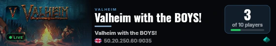 Valheim with the BOYS! live status badge