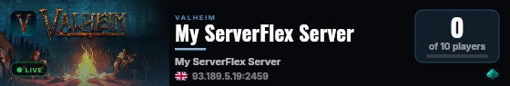 My ServerFlex Server live status badge