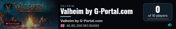 Valheim by G-Portal.com live status badge