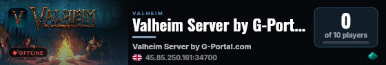 Valheim Server by G-Portal.com live status badge