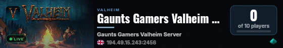 Gaunts Gamers Valheim Server live status badge