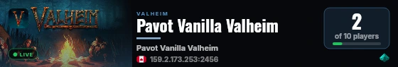 Pavot Vanilla Valheim live status badge