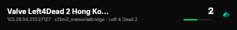 Valve Left4Dead 2 Hong Kong Server (srcds1029-hkg1.141.113) live status badge