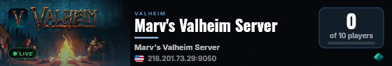 Marv's Valheim Server live status badge