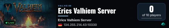 Erics Valhiem Server live status badge