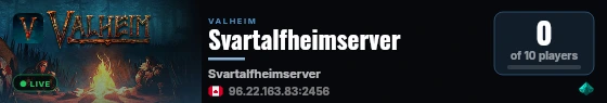 Svartalfheimserver live status badge