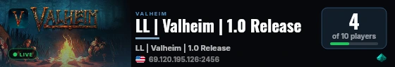 LL | Valheim | 1.0 Release live status badge