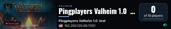 Pingplayers Valheim 1.0  test live status badge