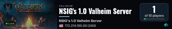 NSIG's 1.0 Valheim Server live status badge