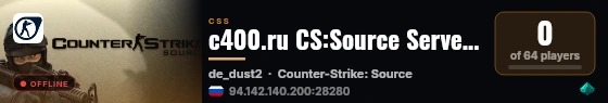 c400.ru CS:Source Server [ex Dust2 only] v11003710 [HLstatsX] live status badge