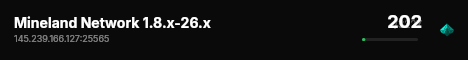 Mineland Network 1.8.x-26.x live status badge