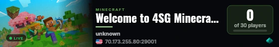 Welcome to 4SG Minecraft Paper!
Join us at 4socialgaming.com live status badge