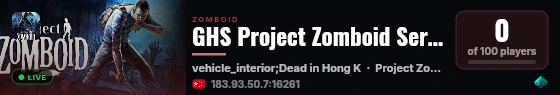 GHS Project Zomboid Server live status badge