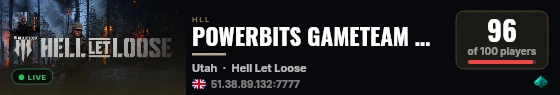 POWERBITS GAMETEAM HLL #2 | LOW PING | PBSGAMETEAM.COM live status badge