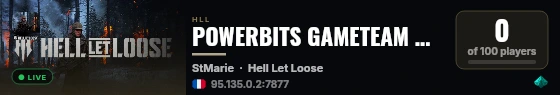 POWERBITS GAMETEAM HLL OFFENSIVE | LOW PING | PBSGAMETEAM.COM live status badge