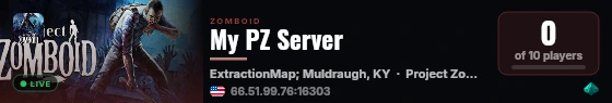 My PZ Server live status badge
