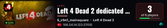 Left 4 Dead 2 dedicated server live status badge