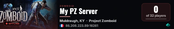 My PZ Server live status badge