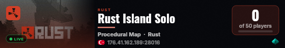 Rust Island Solo live status badge