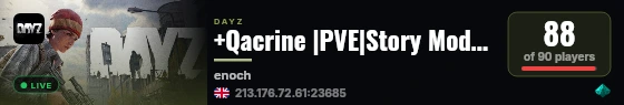 +Qacrine |PVE|Story Mode|Custom Events live status badge