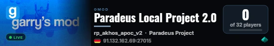 Paradeus Local Project 2.0 live status badge